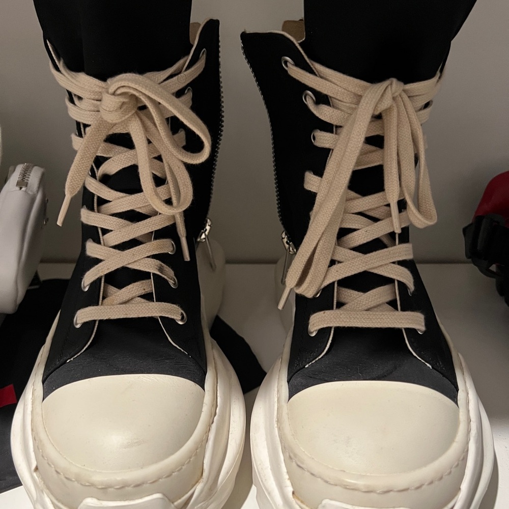 Rick Owens Two-Tone Lace Up Boots